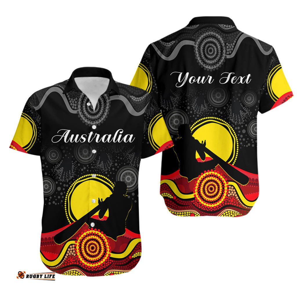 Custom Personalised Australian Indigenous Hawaiian Shirt Didgeridoo Man Circle Aboriginal Art