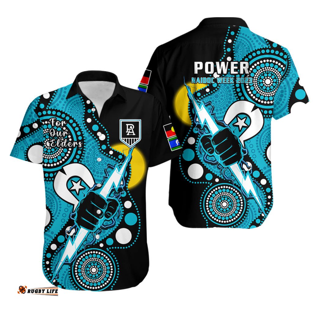 Port Adelaide Football NAIDOC Hawaiian Shirt For Our Elders Indigenous Art