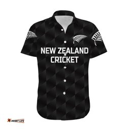 Custom Personalised New Zealand Cricket Hawaiian Shirt Silver Fern Unique Black