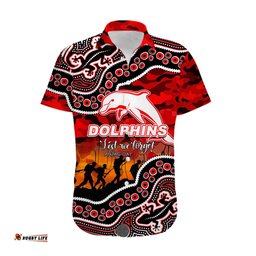 Custom Personalised Anzac Day NRL Dolphins Hawaiian Shirt Aboriginal Lizard Patterns