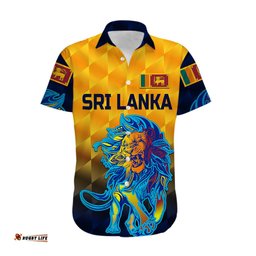 Custom Personalised Sri Lanka Cricket Hawaiian Shirt The Lions Pride Version Yellow