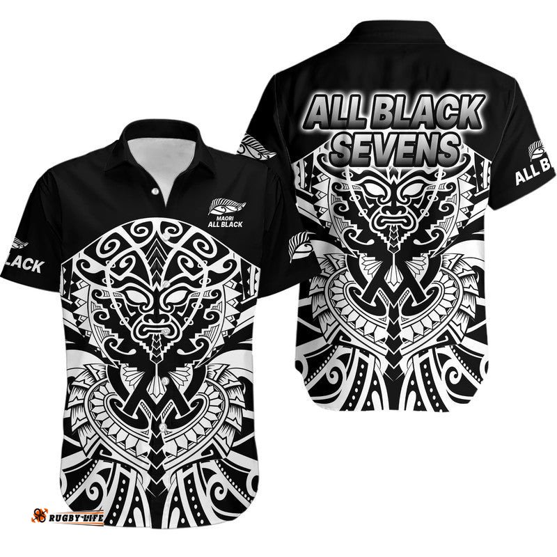 Aotearoa Silver Fern Rugby Sevens Hawaiian Shirt Maori Tribal All Black