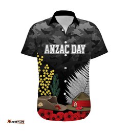 ANZAC DAY Hawaiian Shirt Camo Style Slouch Hats Mix Silver Fern Golden Wattle