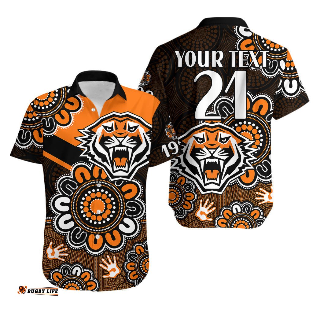 Custom Personalised NRL Wests Tigers Rugby Founded 1999 Aboriginal Hawaiian Shirt