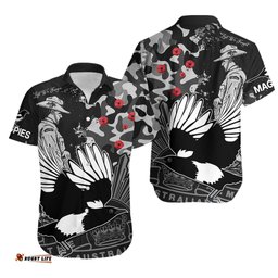 AFL ANZAC Magpies Hawaiian Shirt Camouflage