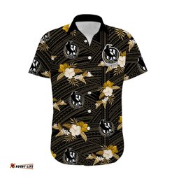 Custom Text And Number Collingwood Football Hawaiian Shirt Polynesian Tribal Mix Tropical Hawaiian Style