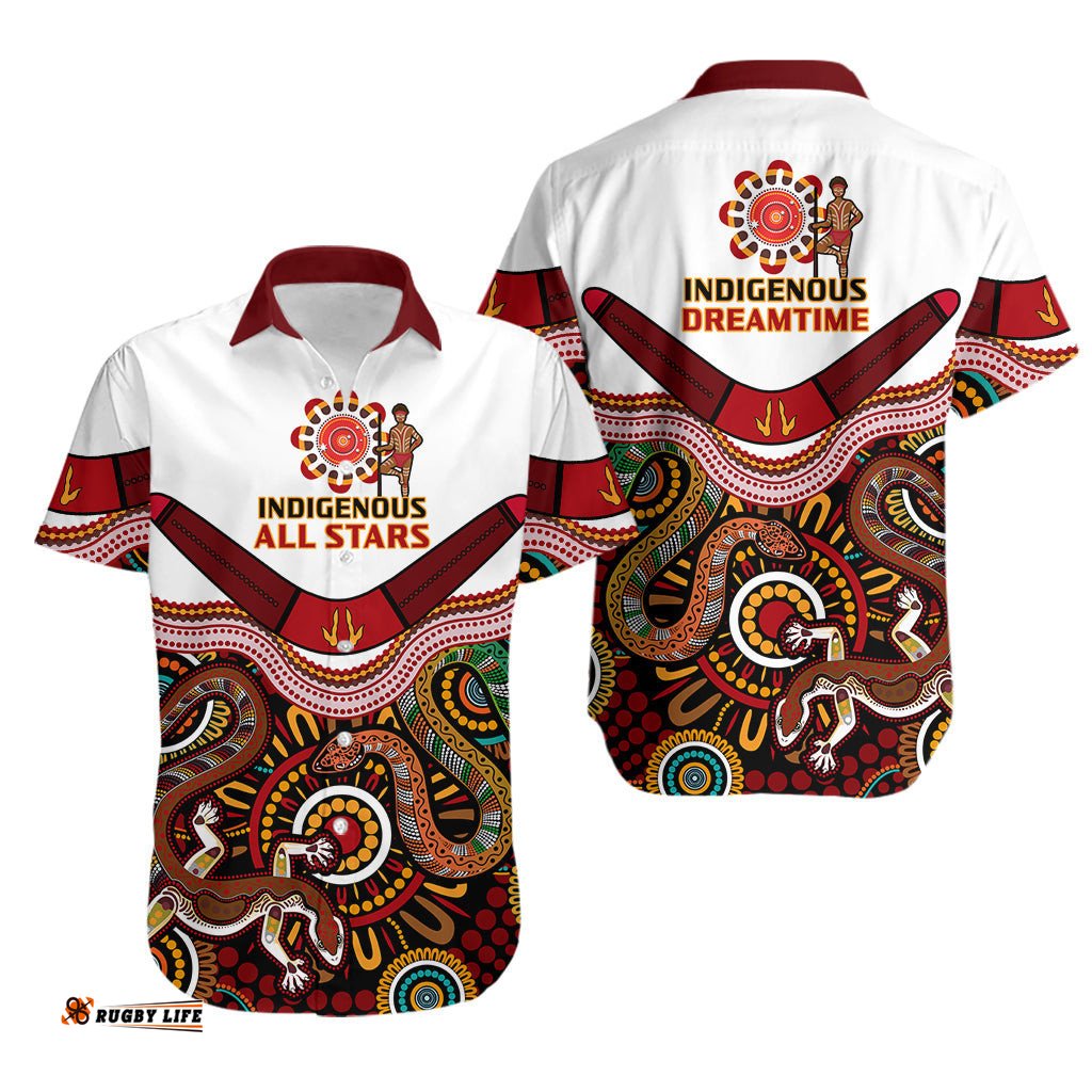 Australia Indigenous Rugby Hawaiian Shirt All Stars Aussie Snake And Lizard