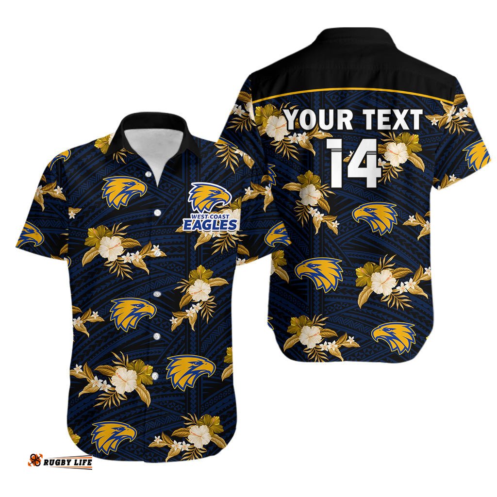Custom Text And Number Eagles Football Hawaiian Shirt West Coast Polynesian Tribal Mix Tropical Hawaiian Style