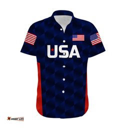 Custom Personalised United States National Cricket Hawaiian Shirt Team USA Cricket Navy