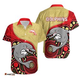 Dolphins Rugby Hawaiian Shirt Phins Up Indigenous Art