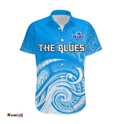 Custom Text And Number Super Blues Rugby Union Auckland Hawaiian Shirt New Zealand Koru Maori