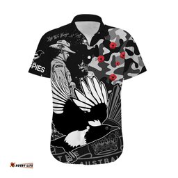 Custom Text And Number AFL ANZAC Magpies Hawaiian Shirt Camouflage
