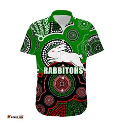 Custom Personalised And Number Rabbitohs NRL Hawaiian Shirt Aboriginal Patterns