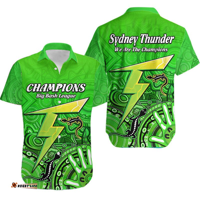 Sydney Thunder Cricket Champions Hawaiian Shirt Lizard Indigenous Aboriginal