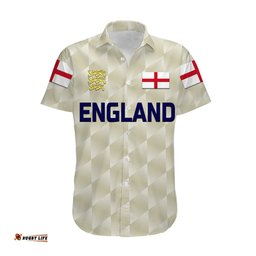 Custom Personalised England Cricket Hawaiian Shirt Unique Beige