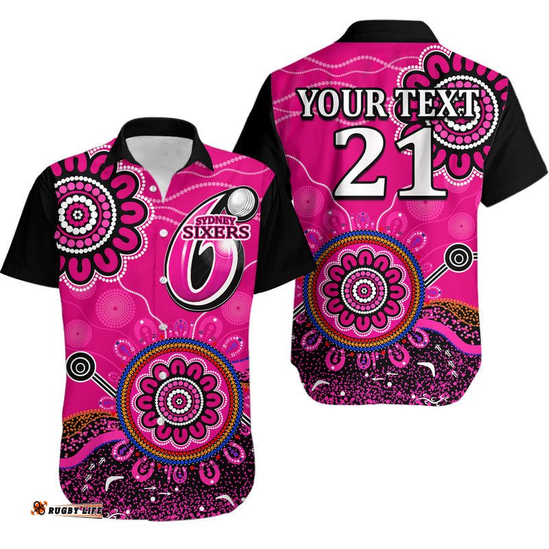 Custom Personalised Sydney Sixers Hawaiian Shirt Cricket Indigenous Aboriginal
