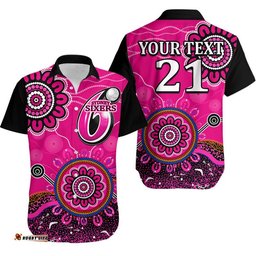Custom Personalised Sydney Sixers Hawaiian Shirt Cricket Indigenous Aboriginal