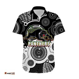 Custom Personalised And Number Panthers NRL Hawaiian Shirt Aboriginal Patterns