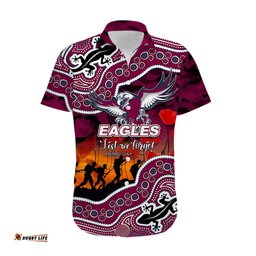 Custom Personalised Anzac Day NRL Sea Eagles Hawaiian Shirt Aboriginal Lizard Patterns