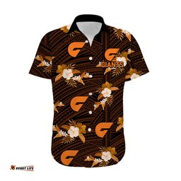 Custom Text And Number Giants Football Hawaiian Shirt GWS Polynesian Tribal Mix Tropical Hawaiian Style