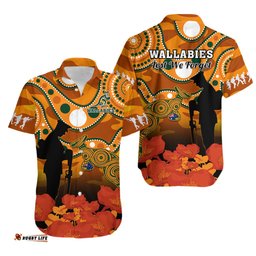 Wallabies Rugby ANZAC Hawaiian Shirt Aboriginal Camouflage Lest We Forget