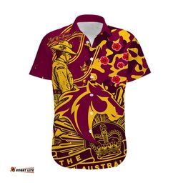 NRL ANZAC Broncos Hawaiian Shirt Camouflage