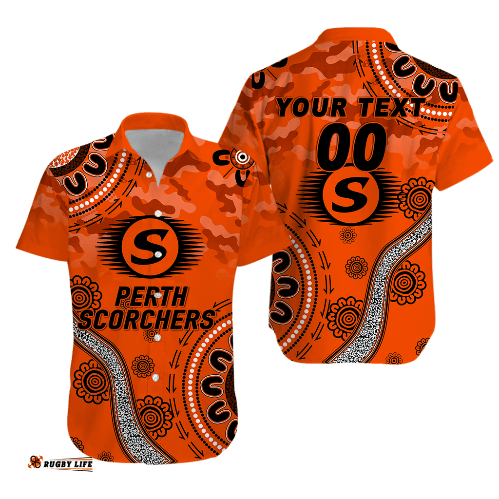 Custom Personalised Perth Scorchers ANZAC Day Aboriginal Hawaiian Shirt