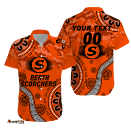 Custom Personalised Perth Scorchers ANZAC Day Aboriginal Hawaiian Shirt
