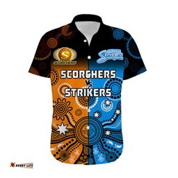 Custom Text And Number Perth Scorchers and Adelaide Strikers Cricket Hawaiian Shirt Aboriginal Art