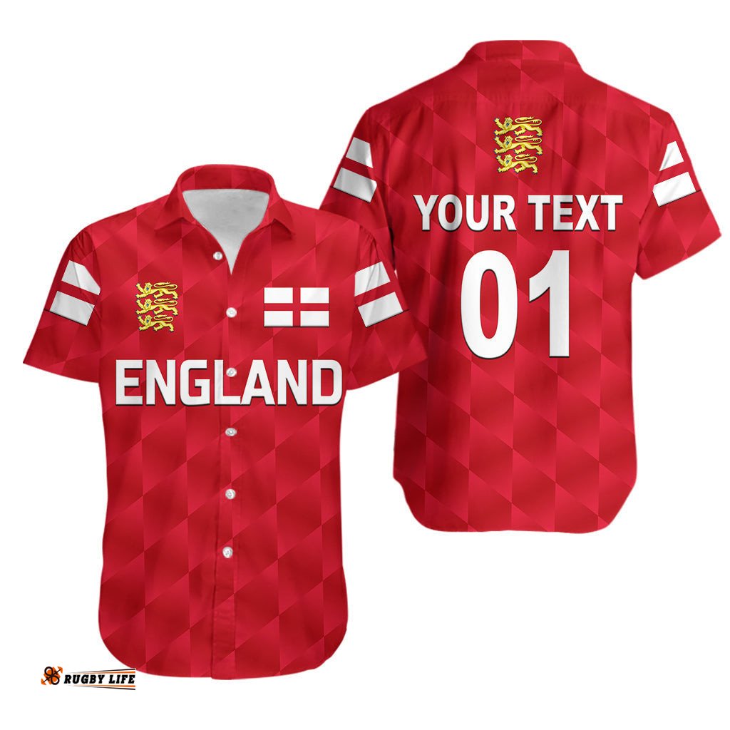 Custom Personalised England Cricket Hawaiian Shirt Unique Red