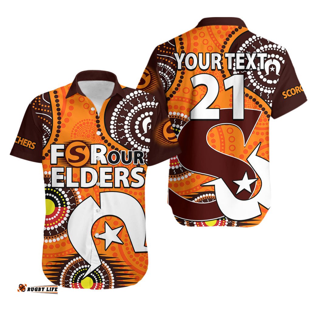 Custom Text And Number Scorchers BBL Hawaiian Shirt Aboriginal NAIDOC For Our Elders