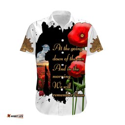 Australian ANZAC Hawaiian Shirt Poppy We Will Remember Them
