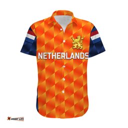 Custom Personalised Netherlands Cricket Dutch Lion Hawaiian Shirt Unique Orange