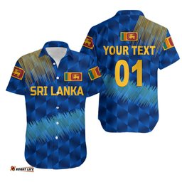Custom Personalised Sri Lanka Cricket Hawaiian Shirt The Lions Special Blue
