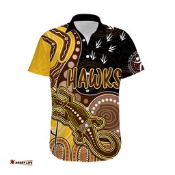 Personalised NAIDOC Week AFL Hawks Hawaiian Shirt Aboriginal Dot Art Lizard Mix Boomerang