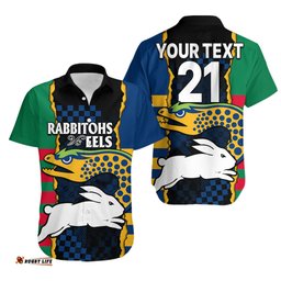 Custom Text And Number NRL Combine Rabbitohs and Eels Hawaiian Shirt