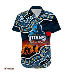 Custom Personalised Anzac Day NRL Titans Hawaiian Shirt Aboriginal Lizard Patterns