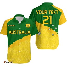 Custom Personalised Australia Soccer Hawaiian Shirt World Cup Football Matildas Female Socceroos