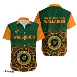 Wallabies Rugby Hawaiian Shirt Aussie Go Champions Indigenous Green