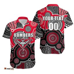 Custom Personalised And Number Bombers AFL Hawaiian Shirt Aboriginal Patterns