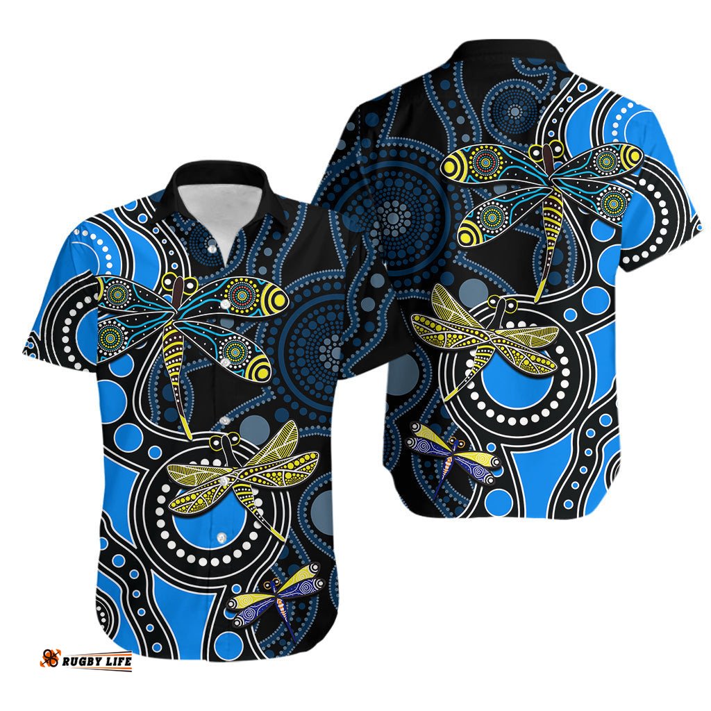 Aboriginal Dragonfly Hawaiian Shirt Blue Style