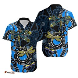 Aboriginal Dragonfly Hawaiian Shirt Blue Style