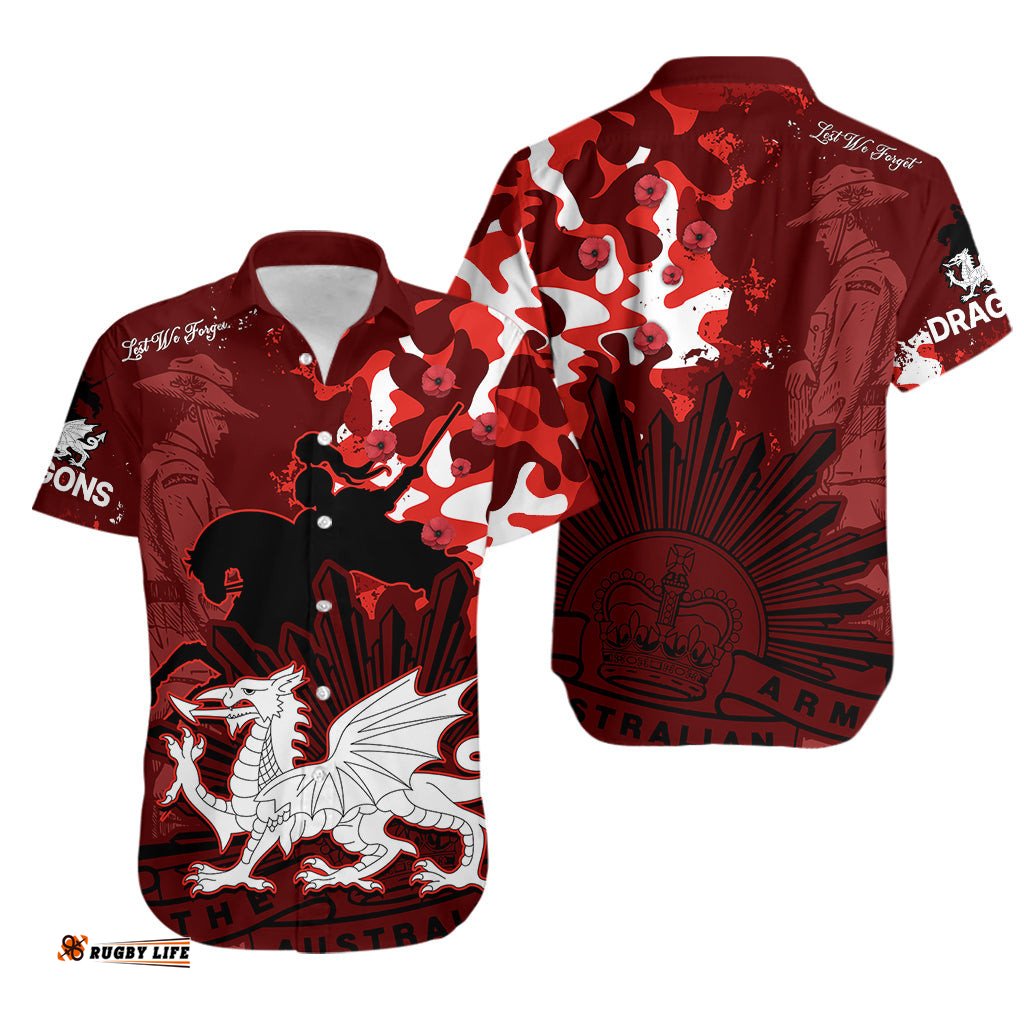 NRL ANZAC St Dragons Hawaiian Shirt Camouflage
