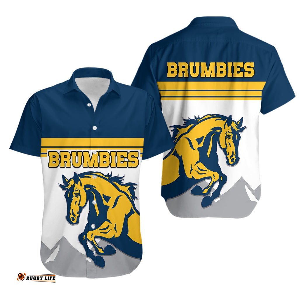 Brumbies Rugby Union Hawaiian Shirt Australia Silhouettes Of Horses