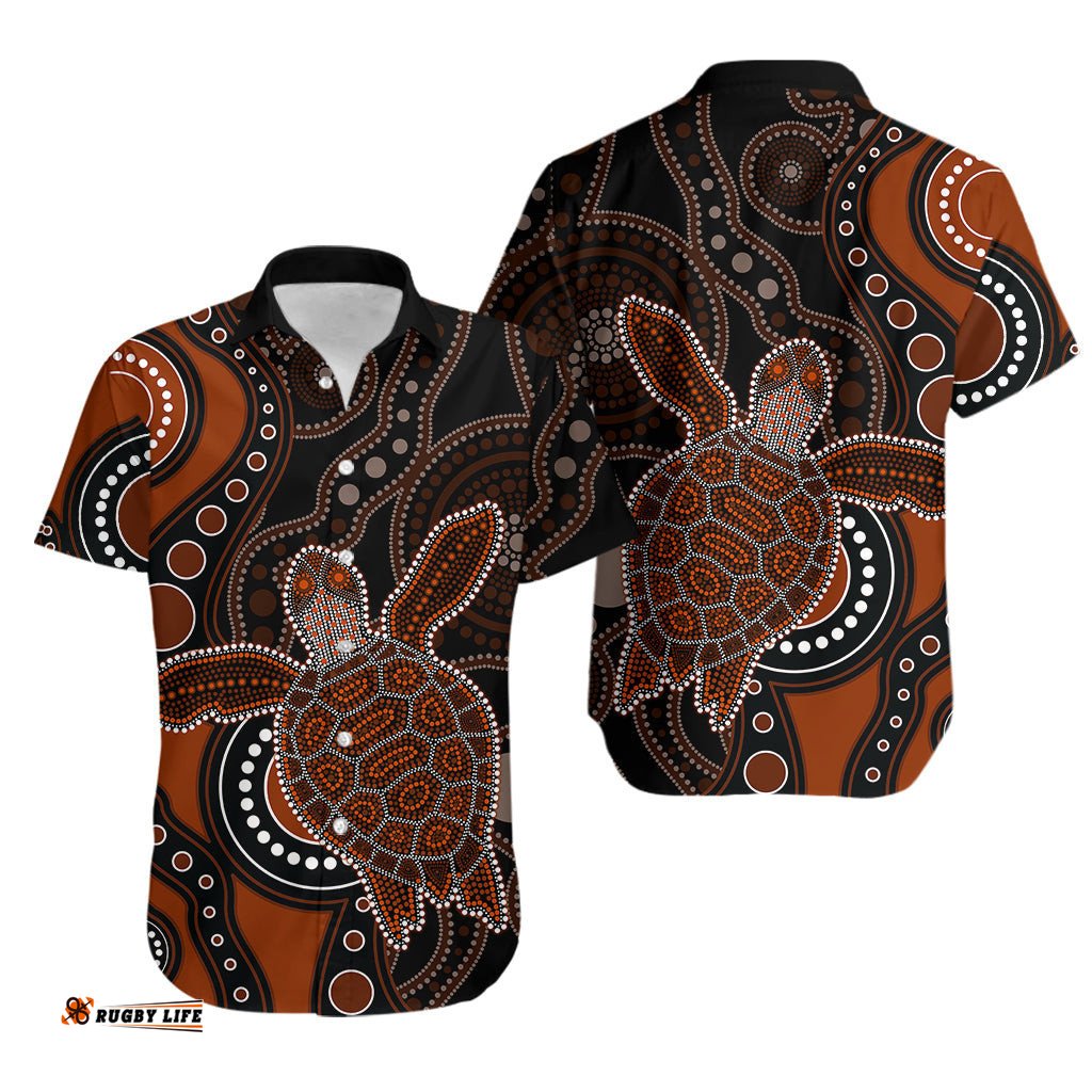 Aboriginal Turtle Hawaiian Shirt Brown Style