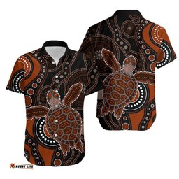 Aboriginal Turtle Hawaiian Shirt Brown Style