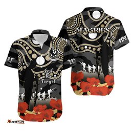 Collingwood Football ANZAC Hawaiian Shirt Aboriginal Mix Poppy Camouflage