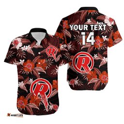 Custom Text And Number Melbourne Renegades Cricket Hawaiian Shirt Aboriginal Art Mix Tropical Flowers