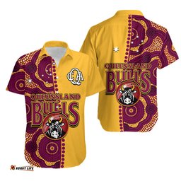 Queensland Cricket Hawaiian Shirt Bulls Sheffield Shield Indigenous