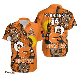 Custom Text And Number GWS Giants Football NAIDOC Hawaiian Shirt Indigenous For Our Elders